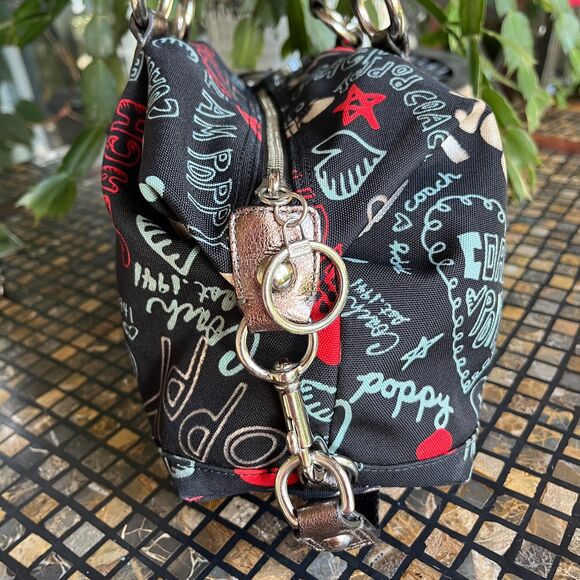 Coach Poppy Graffiti Sabrina Satchel Bag 2 Charms & Wallet - Picture 9 of 12